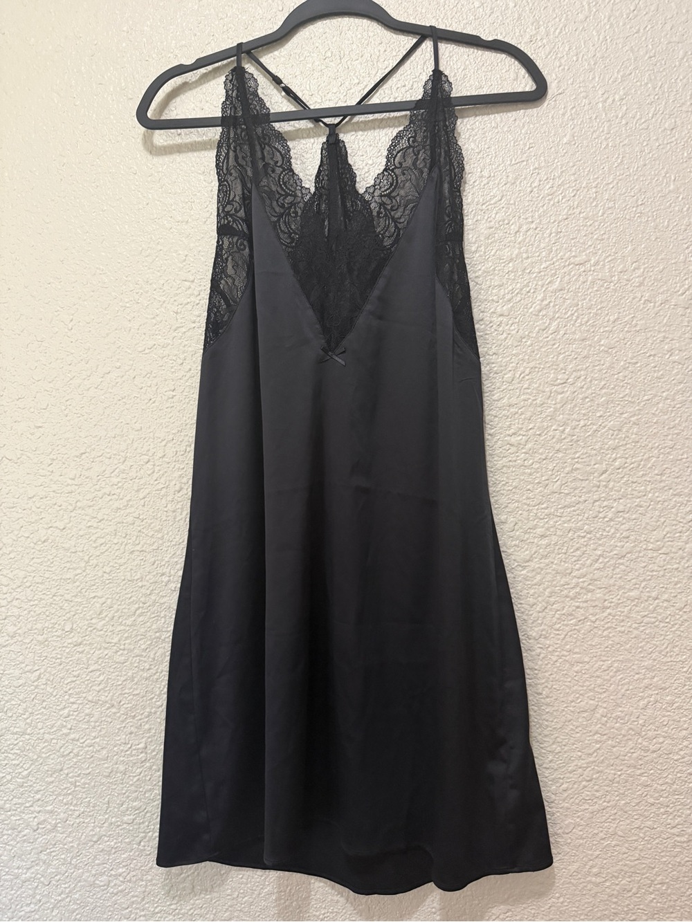 Black Lace-Trim Chemise Slip